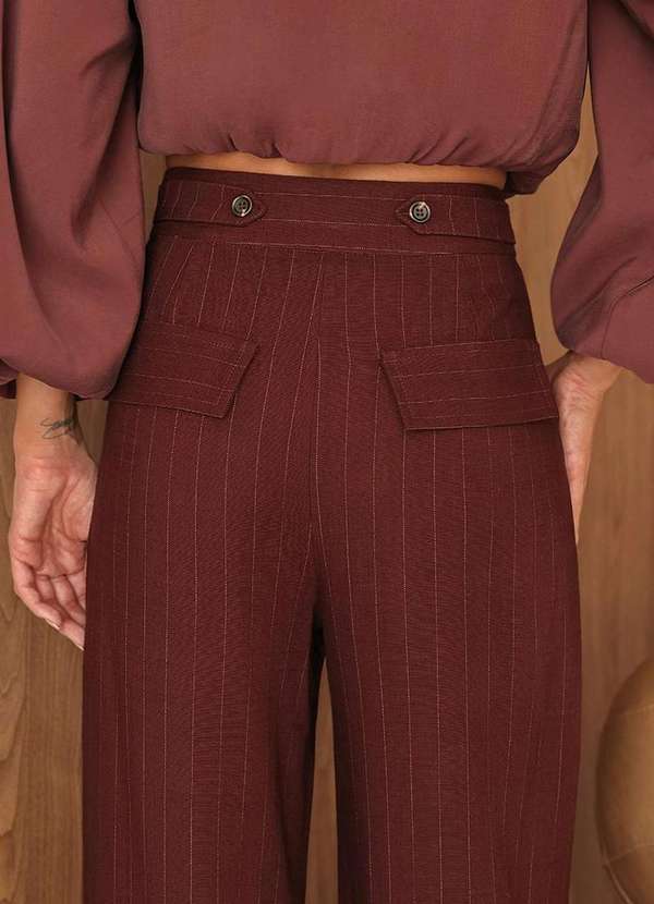Dot Clothing - Calca Pantalona Dot Clothing Risca de Giz Marrom 6