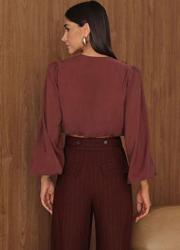 Dot Clothing - Calca Pantalona Dot Clothing Risca de Giz Marrom 7