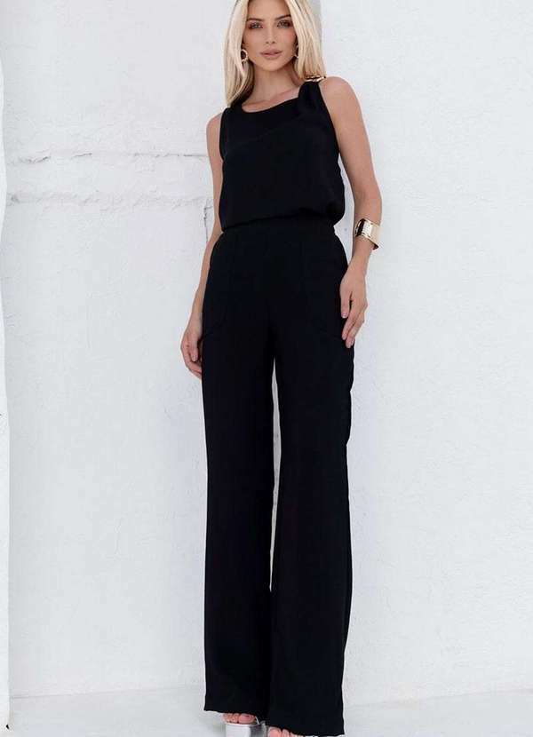 Miss Misses - Calca Valquiria com Elastico na Cintura e Bolso Preto