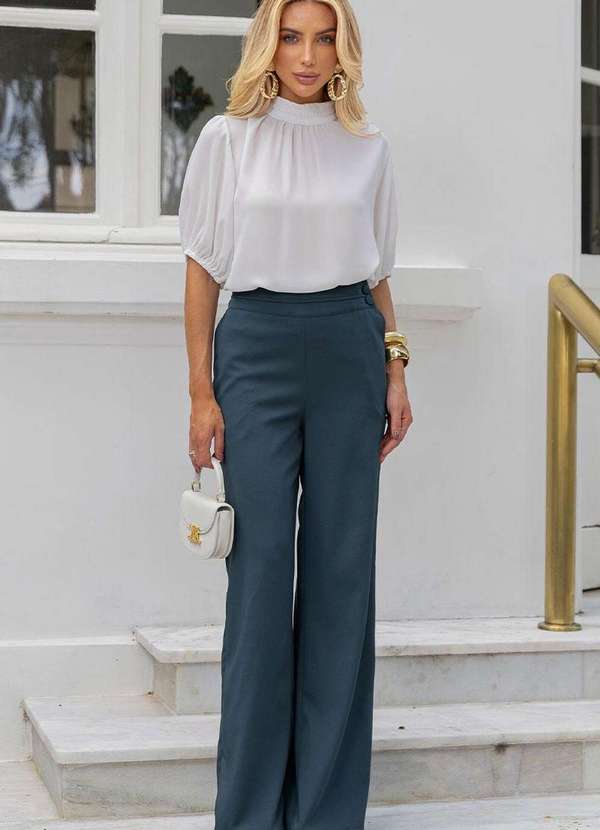 Miss Misses - Calca Viviane Alfaiataria com Botao Verde