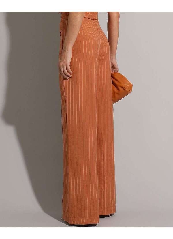 Miss Misses - Conjunto Miss Misses Risca de Giz Cropped e Calca Caramelo Marrom 5