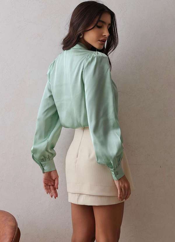 Dot Clothing - Camisa Dot Clothing Acetinada com Gola Verde 2