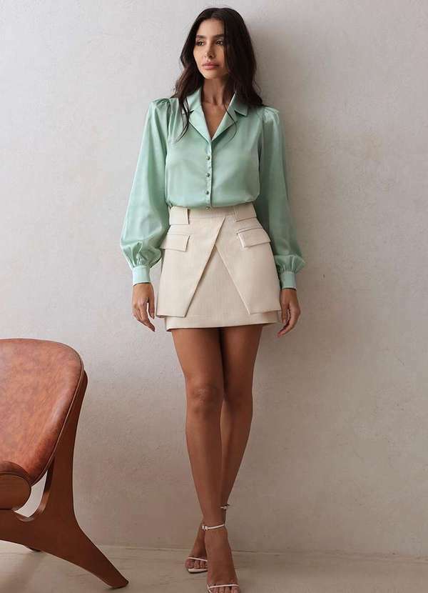 Dot Clothing - Camisa Dot Clothing Acetinada com Gola Verde 4