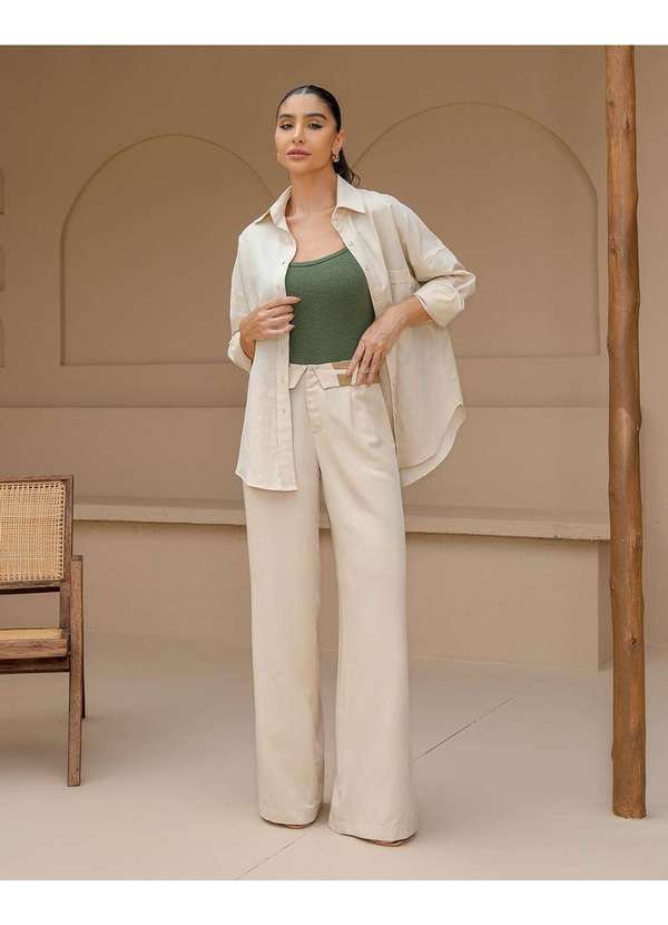 Dot Clothing - Camisa Dot Clothing Linho Areia Bege