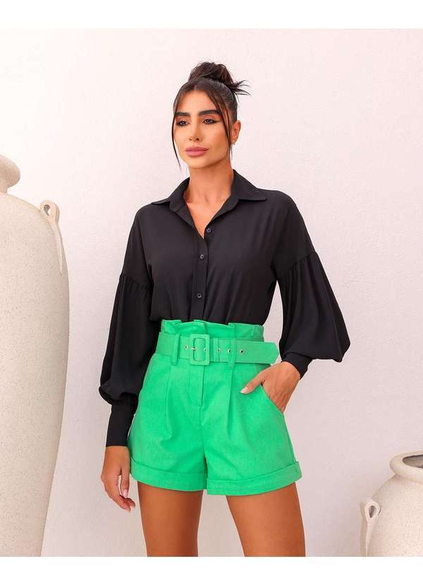 Dot Clothing - Camisa Dot Clothing Manga Longa Balone Preto Preto