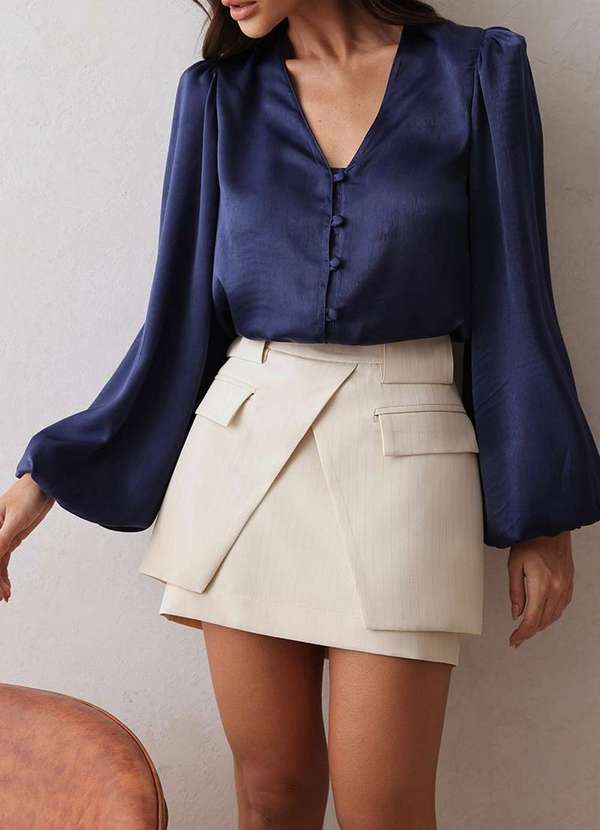 Dot Clothing - Camisa Dot Clothing sem Gola Azul 4