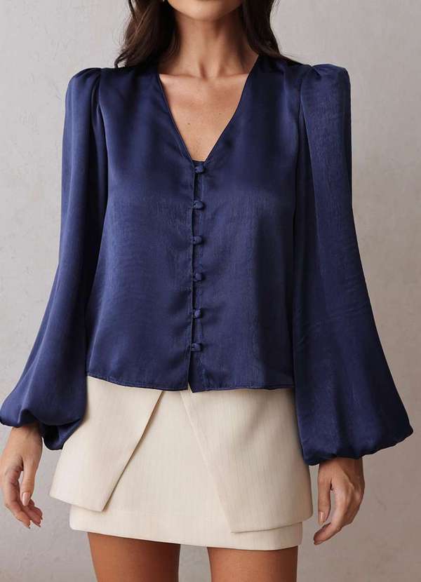 Dot Clothing - Camisa Dot Clothing sem Gola Azul 5