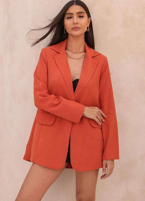 Dot Clothing - Blazer Dot Clothing Tabata com Fenda Lateral Laranja