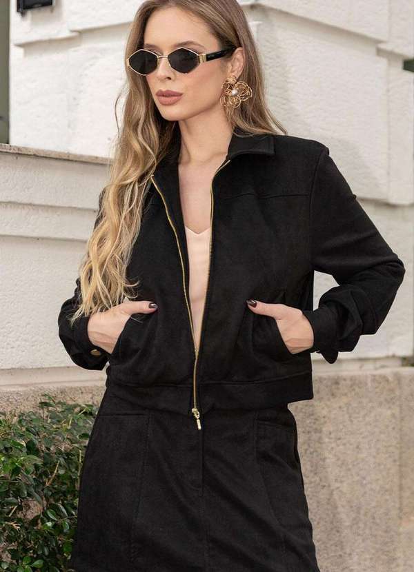 Miss Misses - Jaqueta Denise c/ Bolso c/ Ziper Preto 3