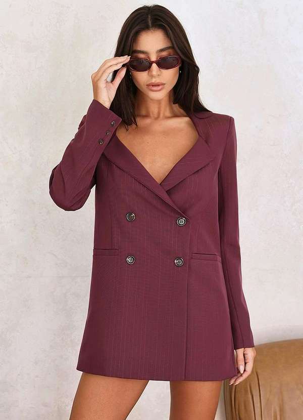 Dot Clothing - Max Blazer Dot Clothing Risca de Giz Roxo