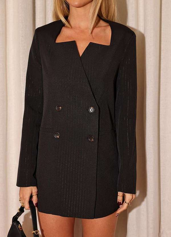 Dot Clothing - Max Blazer Dot Clothing Risca de Giz Preto 7