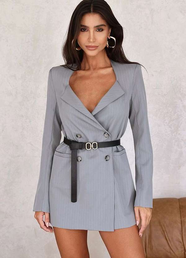 Dot Clothing - Max Blazer Dot Clothing Risca de Giz Cinza