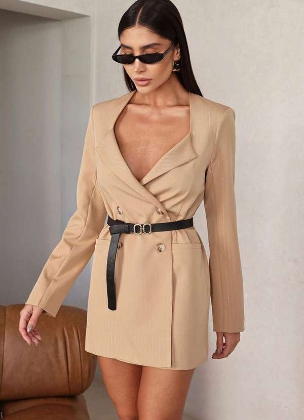 Dot Clothing - Max Blazer Dot Clothing Risca de Giz Bege