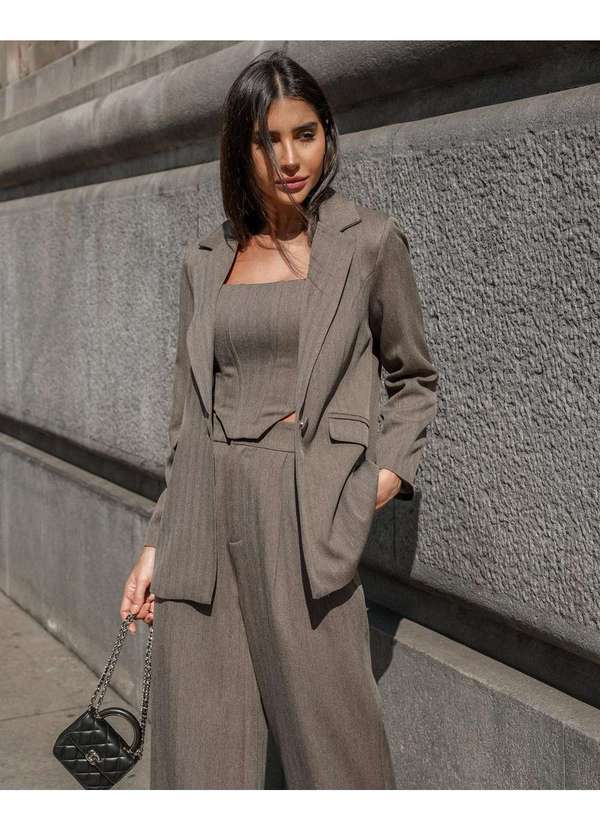 Dot Clothing - Blazer Dot Clothing Alfaiataria Caqui Marrom