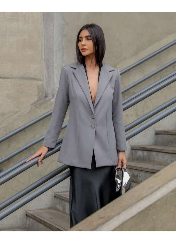 Dot Clothing - Blazer Dot Clothing Alfaiataria Cinza Cinza