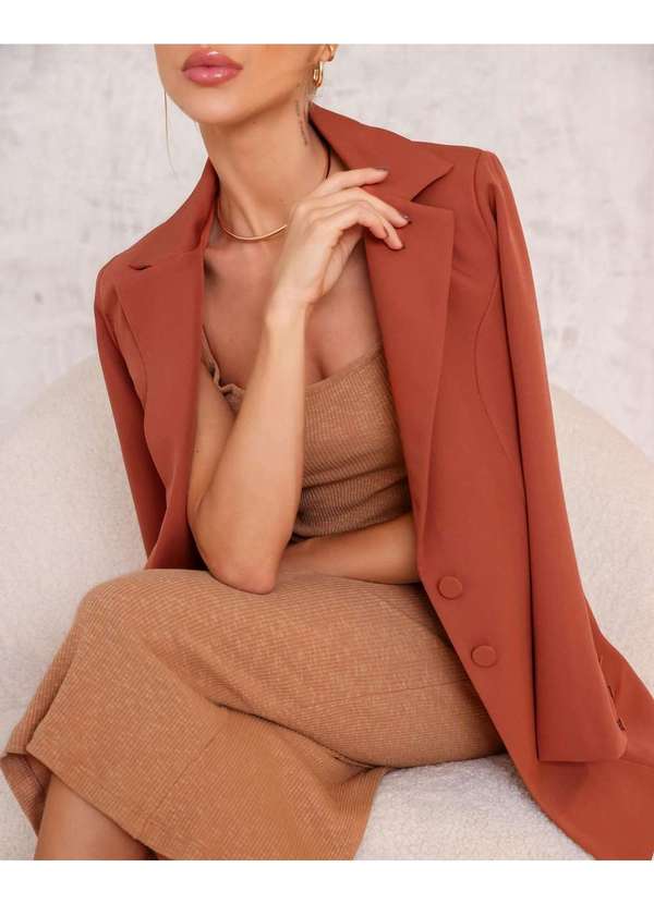 Dot Clothing - Blazer Dot Clothing Alfaiataria Marrom Marrom 2