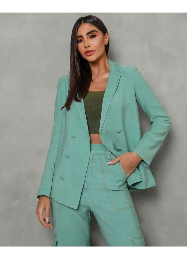 Dot Clothing - Blazer Dot Clothing Botao Forrado Verde Verde