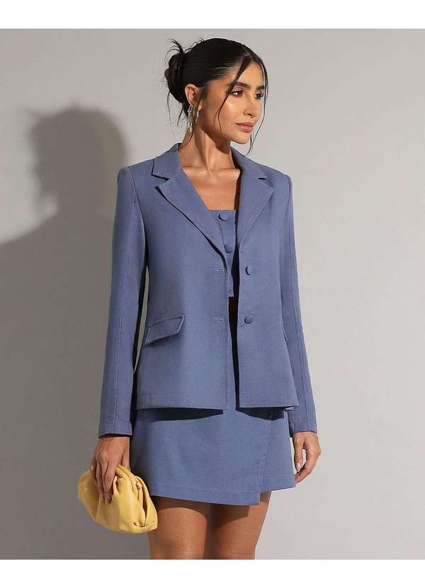 Miss Misses - Blazer Miss Misses com Ombreiras e Botoes Azul Azul