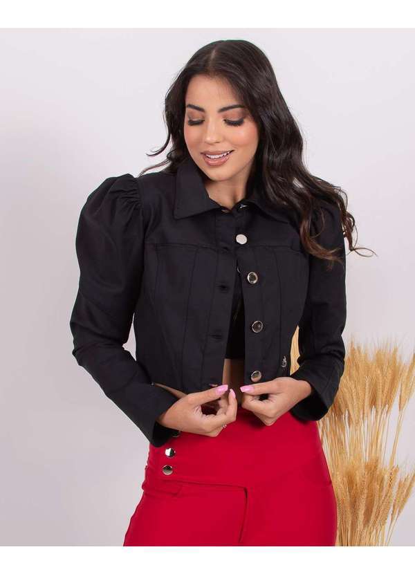 Miss Misses - Jaqueta Miss Misses Manga Bufante Preto Preto