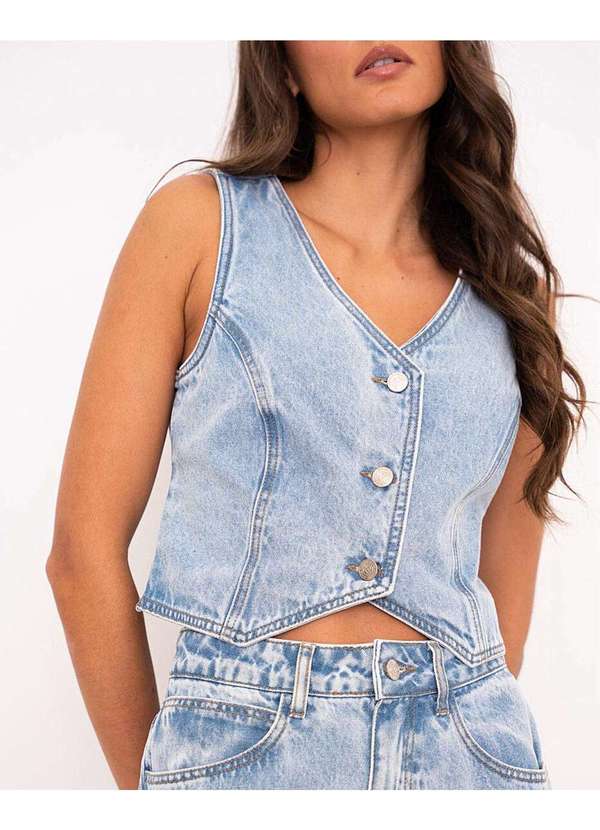 Alcance Jeans - Colete Alcance Jeans Azul Claro Azul