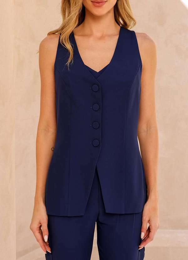 Dot Clothing - Colete Dot Clothing Kira Alfaiataria Azul Azul