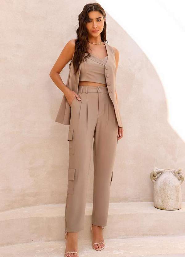 Dot Clothing - Colete Dot Clothing Luisa Alfaiataria Avela Bege