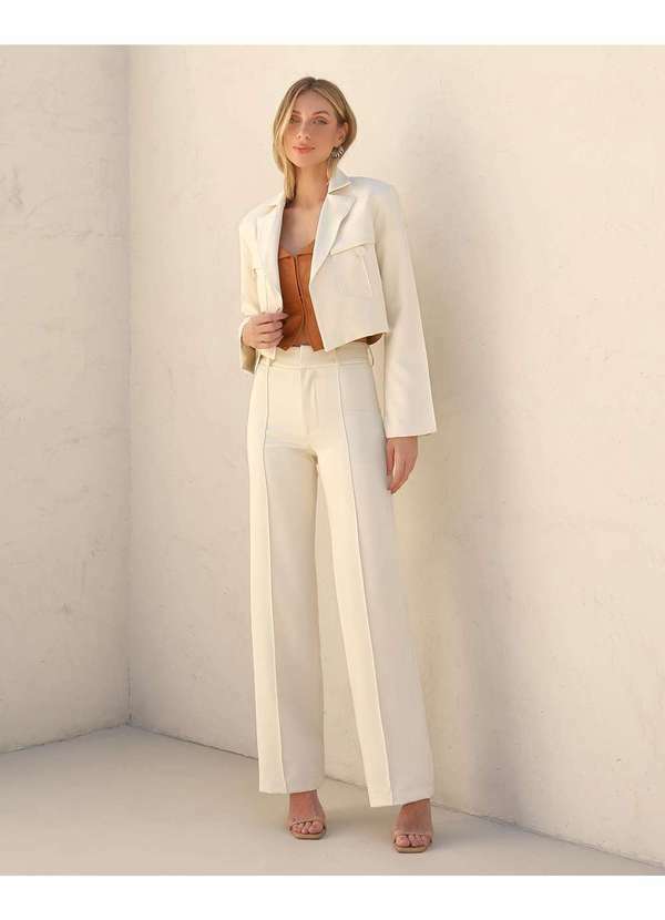 Dot Clothing - Conjunto Dot Clothing Blazer e Calca Bege Bege