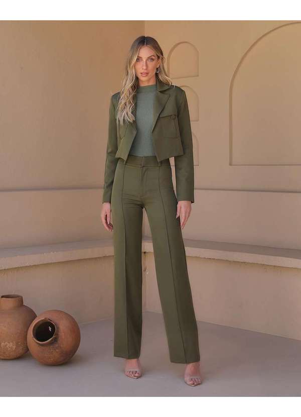 Dot Clothing - Conjunto Dot Clothing Blazer e Calca Verde Militar Verde