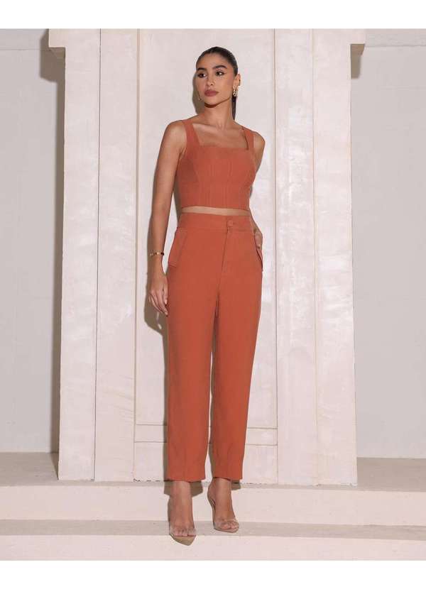 Dot Clothing - Conjunto Dot Clothing Calca Cenoura Terra Marrom