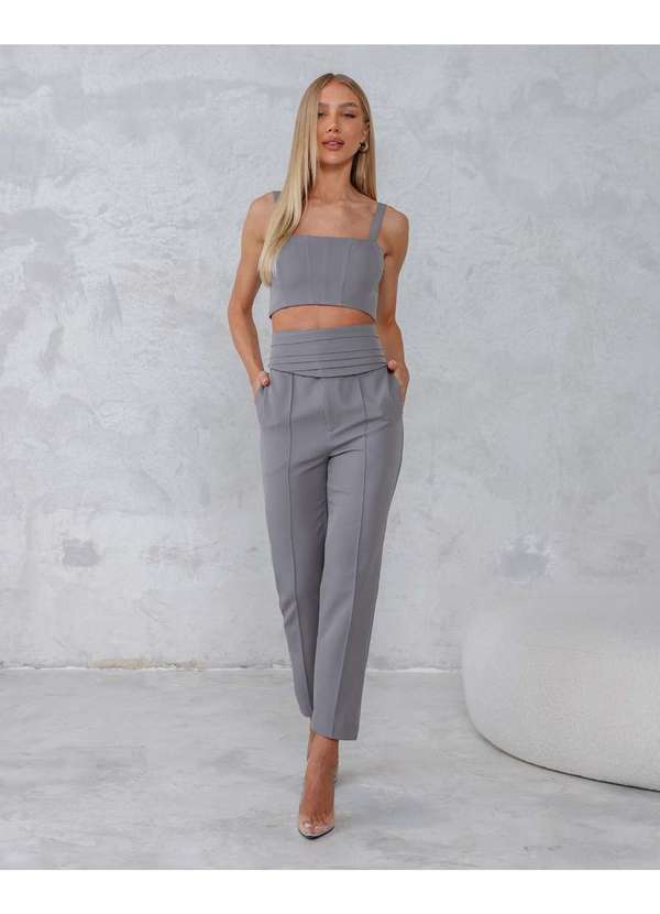 Dot Clothing - Conjunto Dot Clothing Calca e Cropped Cinza Cinza