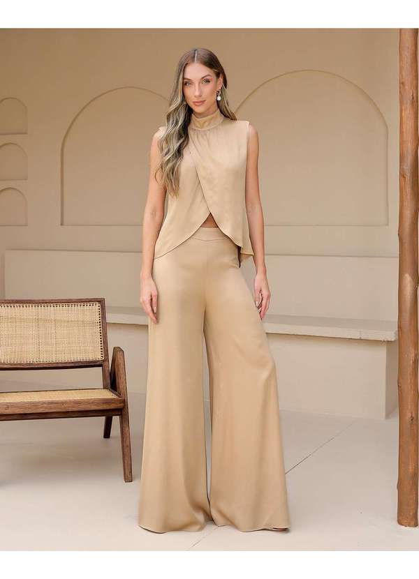 Dot Clothing - Conjunto Dot Clothing Calca Pantalona Bege Bege