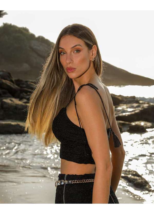 Dot Clothing - Conjunto Dot Clothing Croche Saia Preto Preto 6