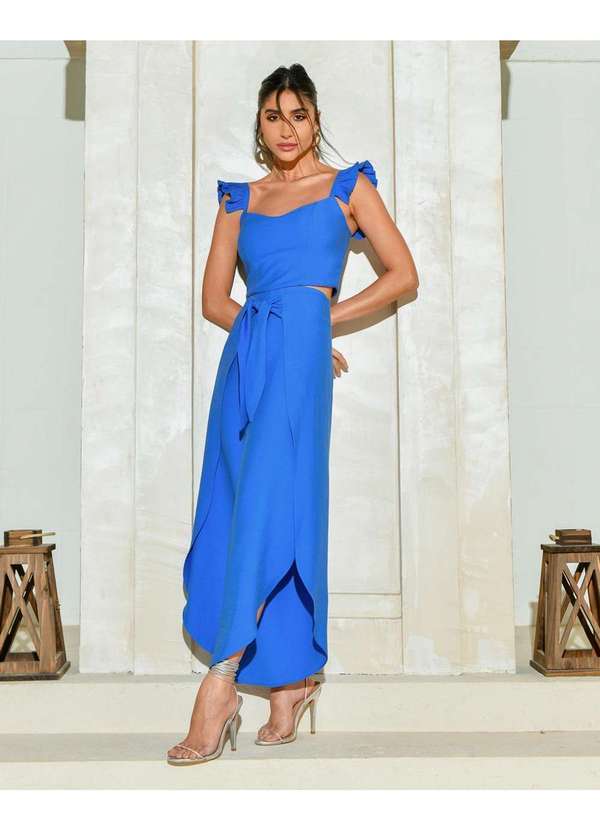 Dot Clothing - Conjunto Dot Clothing Pantacourt Azul Azul