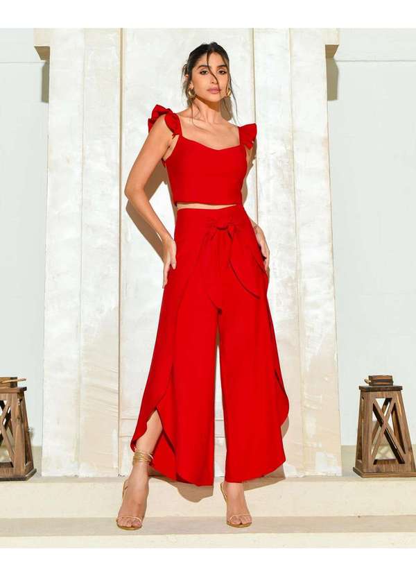 Dot Clothing - Conjunto Dot Clothing Pantacourt Vermelho Vermelho