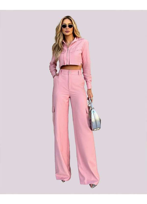 Dot Clothing - Conjunto Dot Clothing Pantalona Rosa Claro Rosa