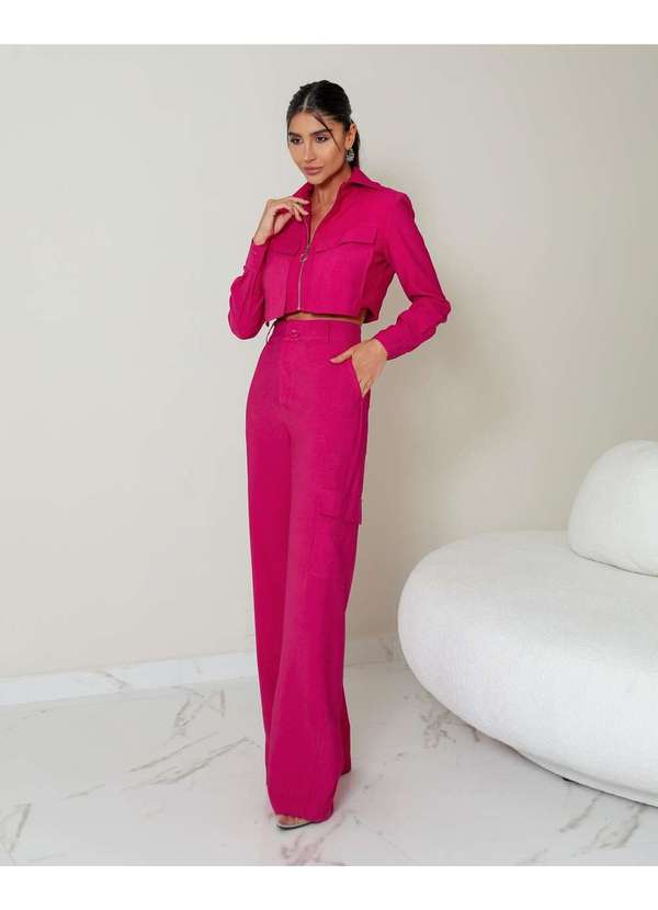 Dot Clothing - Conjunto Dot Clothing Pantalona Rosa