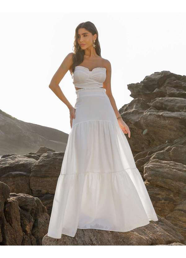 Dot Clothing - Conjunto Dot Clothing Saia Longa Offwhite Branco