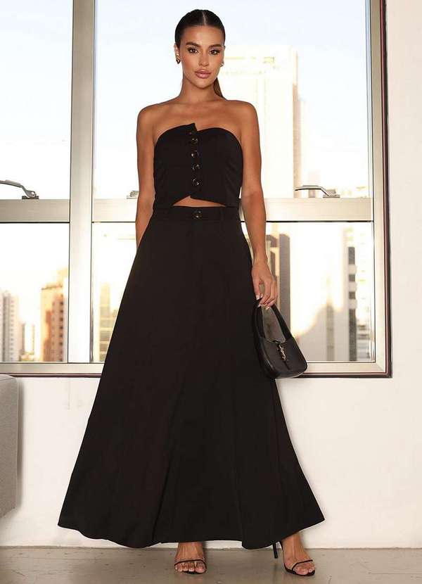 Dot Clothing - Conjunto Dot Clothing Tomara que Caia e Saia Preto Preto 5