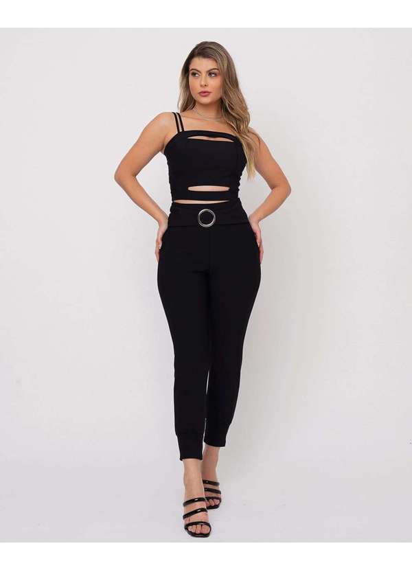 Miss Misses - Conjunto Miss Misses Calca e Cropped Preto Preto