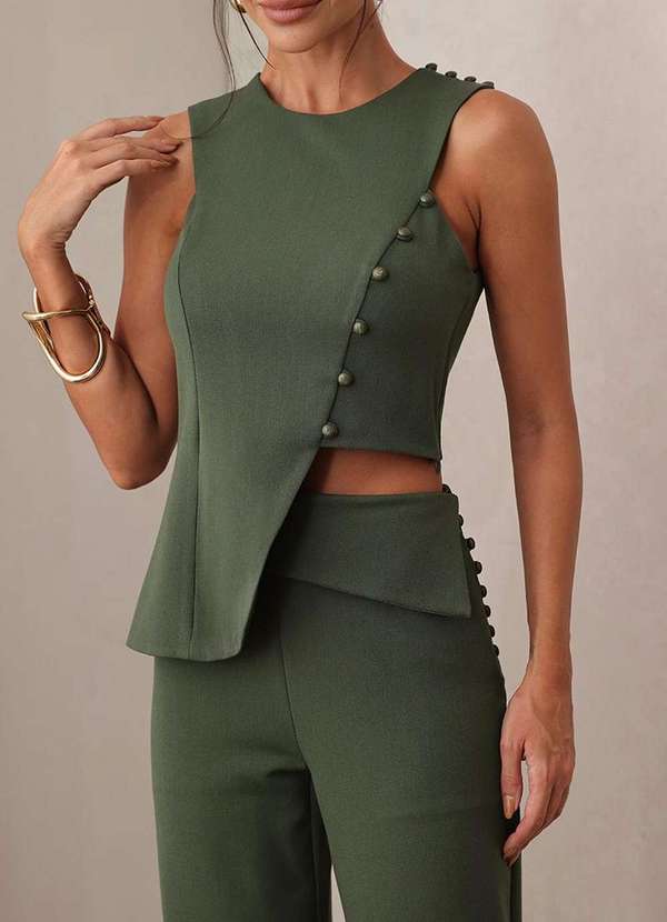 Dot Clothing - Conjunto Dot Clothing Alfaiataria Det Botao Verde 3