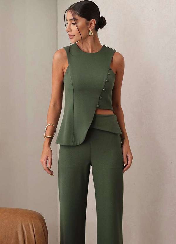 Dot Clothing - Conjunto Dot Clothing Alfaiataria Det Botao Verde 4