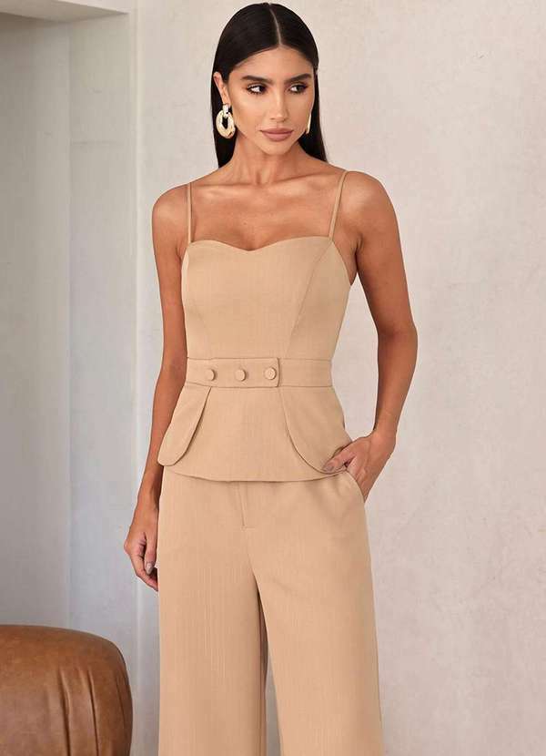 Dot Clothing - Conjunto Dot Clothing Alfaiataria Risca de Giz Bege 3