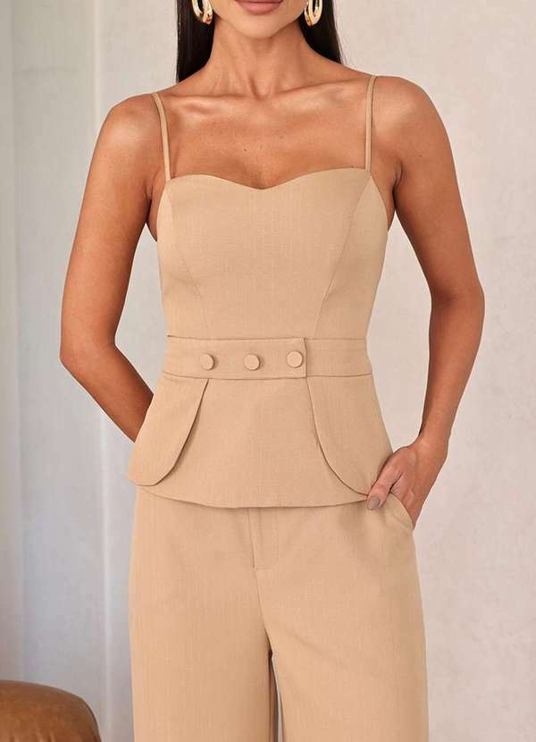 Dot Clothing - Conjunto Dot Clothing Alfaiataria Risca de Giz Bege 4