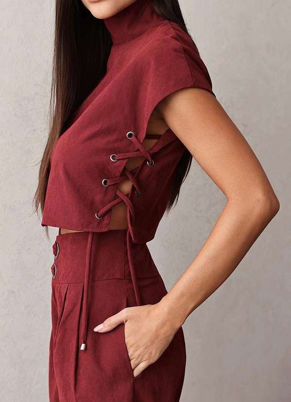 Dot Clothing - Conjunto Dot Clothing Blusa e Calca Ilhos Vermelho 7