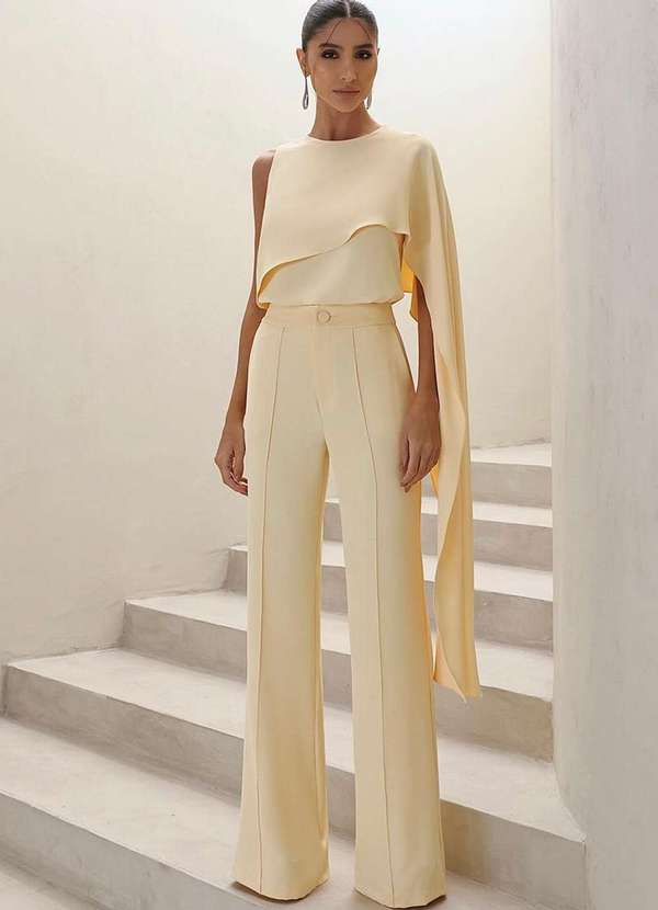 Dot Clothing - Conjunto Dot Clothing Calca e Blusa Assimetrica Amarelo