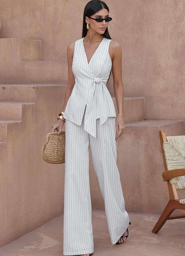 Dot Clothing - Conjunto Dot Clothing Dalia Colete e Calca Branco