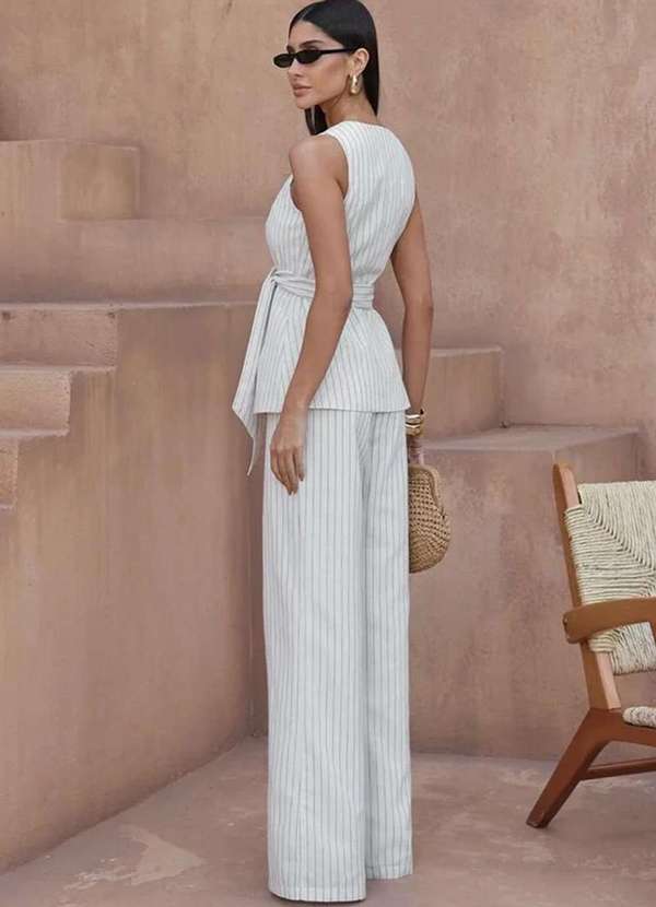 Dot Clothing - Conjunto Dot Clothing Dalia Colete e Calca Branco 2