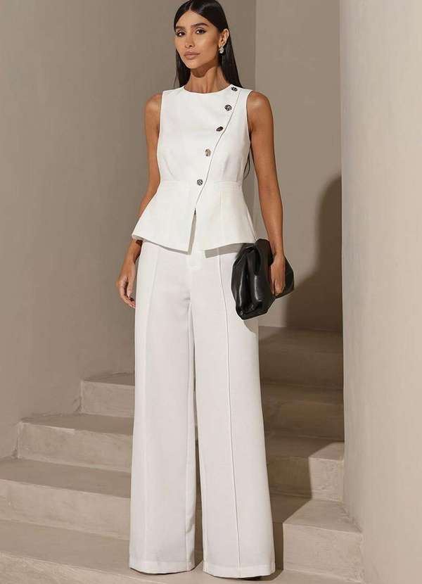 Dot Clothing - Conjunto Dot Clothing Emma Colete e Calca Branco