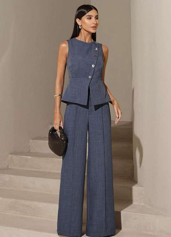 Dot Clothing - Conjunto Dot Clothing Emma Colete e Calca Azul