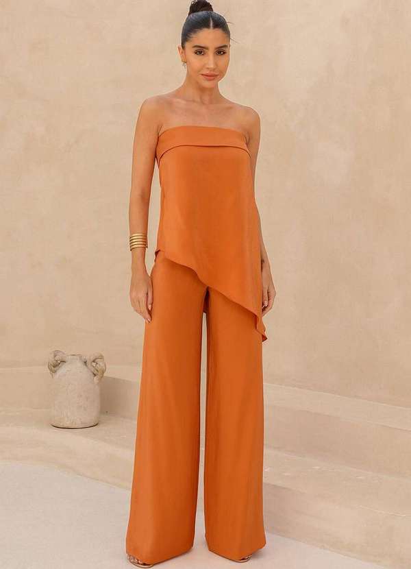 Dot Clothing - Conjunto Dot Clothing Felipa Assimetrico Laranja